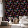 Neon Glitter Hearts Wallpaper Black, Burgundy and Ochre 50x1000