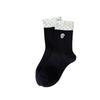 Female Embroidered Puppy Mid-calf Socks for Autumn and Winter, Sweet and Loose Postpartum Socks, Cartoon Socks