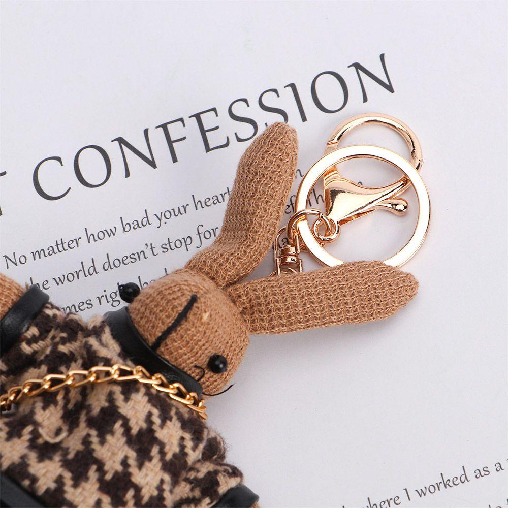 Korean creative Lady Rabbit Keychain cute long foot rabbit exquisite doll car key chain bag Pendant Gift