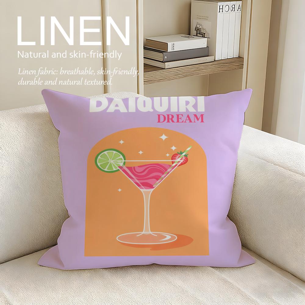 Food Daiquiri Cocktail Cushion Cover Pillowcase Set Pcs x x Breathable Washable Sofa Cushion Cover