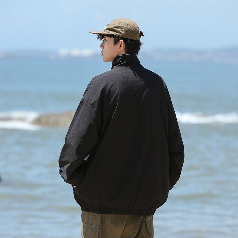 Herbst Doppelseitige Jacke, Herren- und Damenpaare Reverskragen, Wasserdichte Jacke auf beiden Seiten