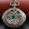 Bronze Quartz Pocket Watch Time Gem Retro Fob Watch Classic Digital Pocket Pendant Necklace Chain Timepiece Gift for Women Men