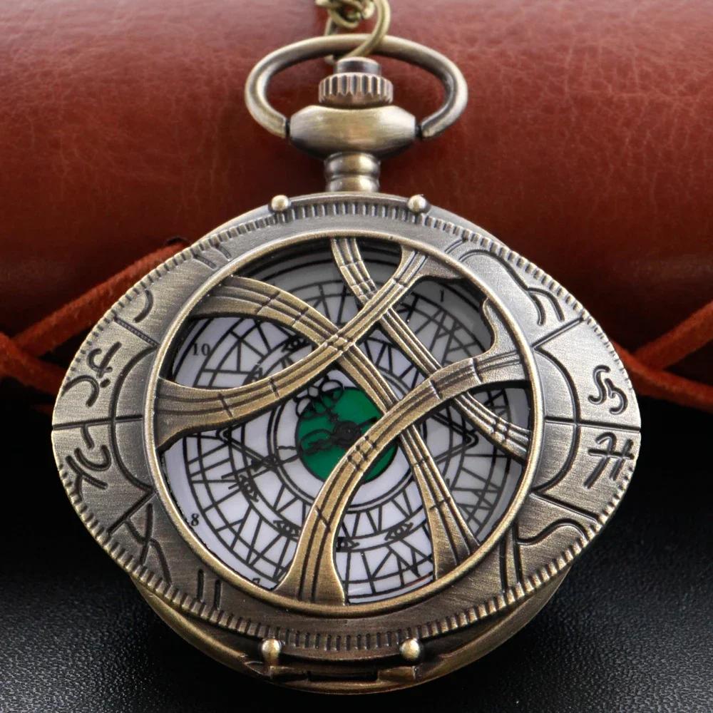 

Bronze Quartz Pocket Watch Time Gem Retro Fob Watch Classic Digital Pocket Pendant Necklace Chain Timepiece Gift for Women Men бронзовый
