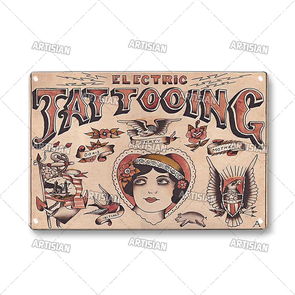 

Художественная татуировка Металлический плакат Работа Жестяная пластина Хобби Декоративный знак Настенный декор Гараж Бар Паб Клуб Отель Кафе Кухня Дом Человек Пещера 7.8x11.8inch