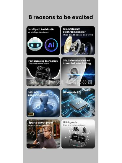 G17 Smart Bluetooth Translation Earbuds with Ear Clip - Sports Model, In Stock