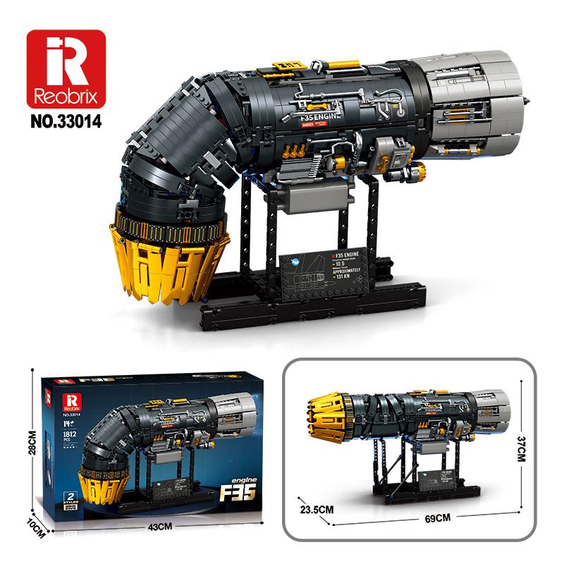 Non-Toxic 1812Pcs Turbofan Engine Building Blocks Vertical Takeoff Landing Fighter Engine Model Desktop Ornament Kids Toys Holiday Gifts