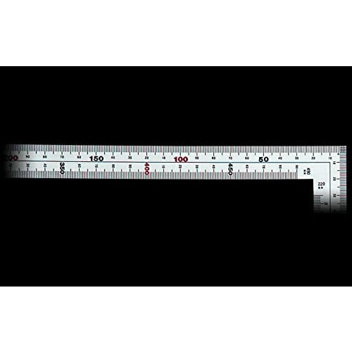 Shinwa Sokutei Wide Pita Curved Ruler, Same Graduations on Front and Back, Internal Graduations at End Point, JIS Standard, Silver, 50cm, 10034