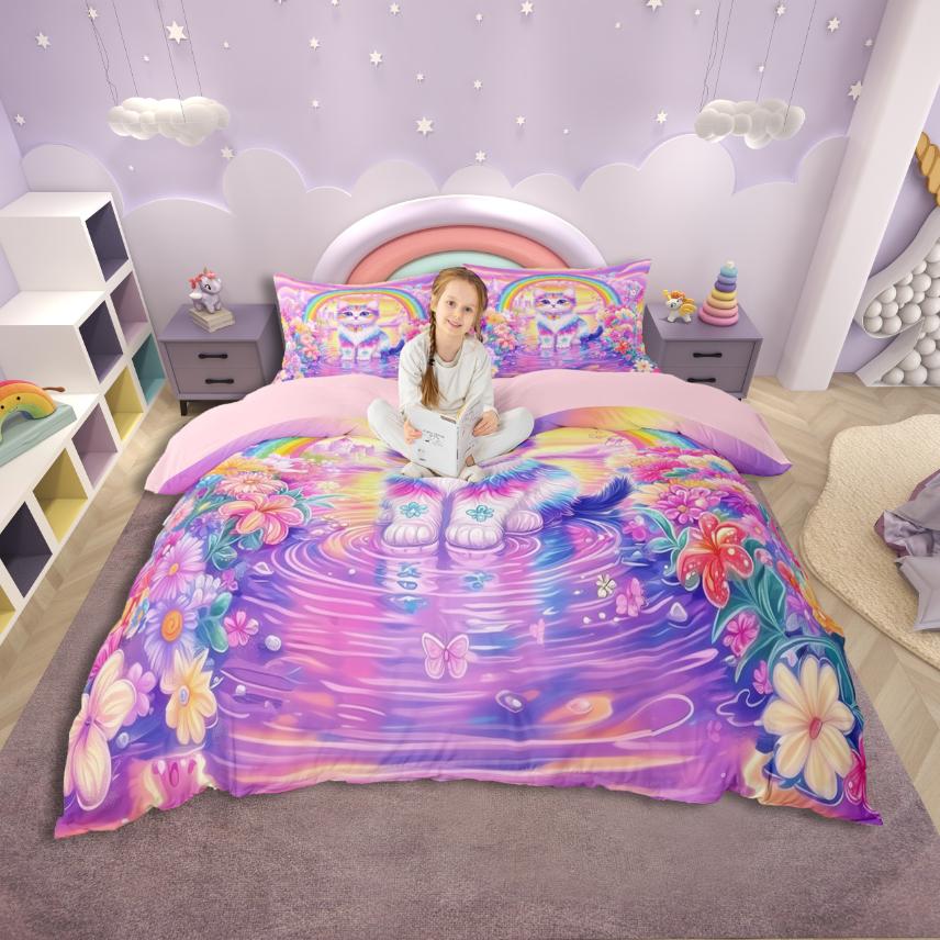 

Homewish Cartoon Flower Animal Duvet Cover Set,Axolotl Unicorn for Kids Bedding Set,Floral Wildlife Decor DE XS 100x135cm 2pcs&set