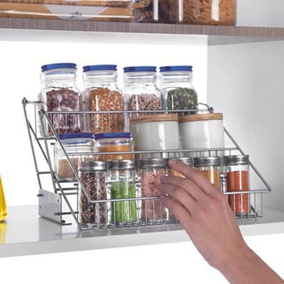 3-Tier Spice Rack Large Capacity Strong Load-bearing Easy To Install Retractable Kitchen Storage