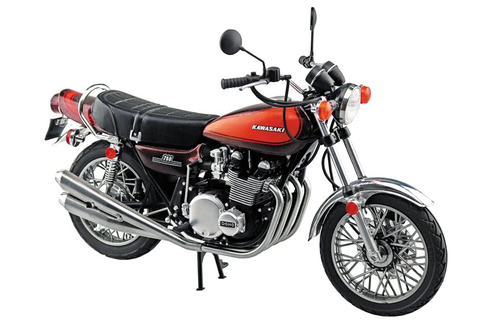 Aoshima Bunka Kyozai The Bike Series 43 Kawasaki Z2 750RS Plastic Model Kit with Custom Parts 1/12 No. '73 (Molded Color)