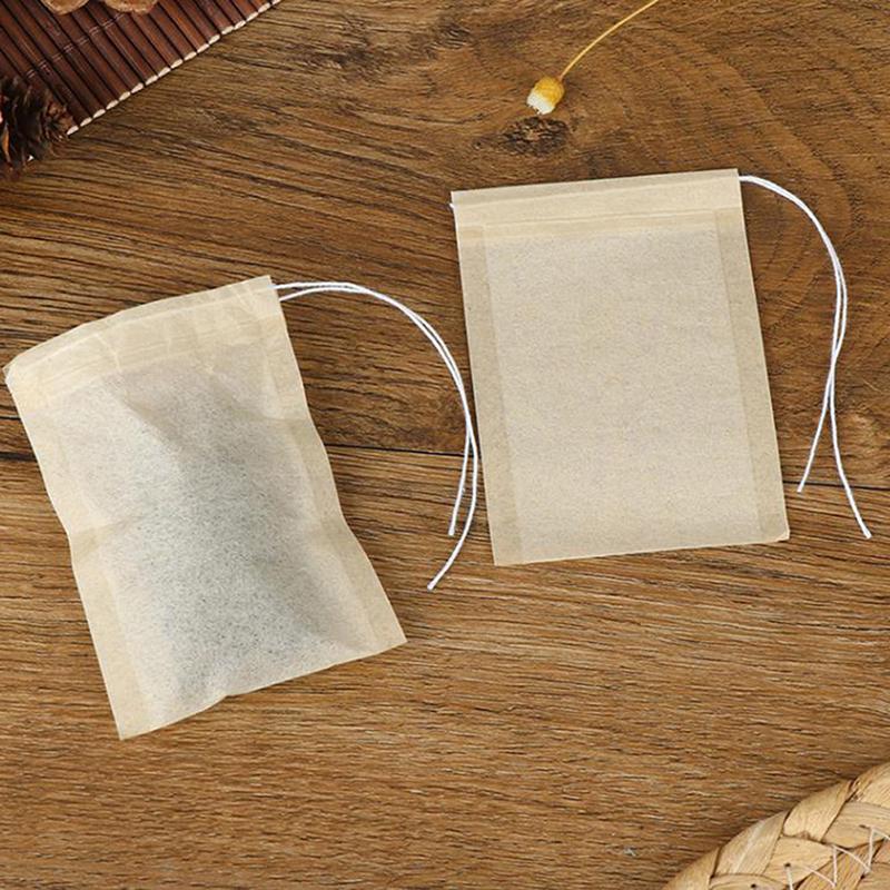100Pcs/Lot Tea Bag Filter Paper Bags Empty Drawstring Teabags For Herb Tea