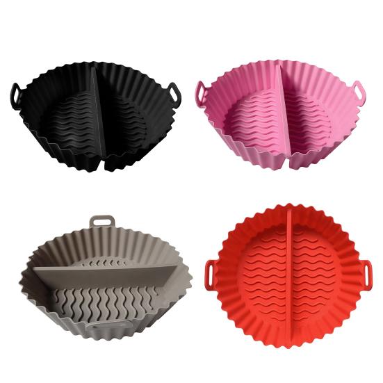 Silicone Air Fryer Liner with Dividers Non-Stick Baking Mat for Toaster Oven & Grill Reusable Dishwasher Safe Heat Resistant Air