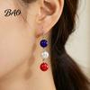 Dangle Drop Earrings 1 Pair Independence Day for Women, Red White Blue Beads European American Style Earrings, 4th of July Patriotic Jewelry Memorial
