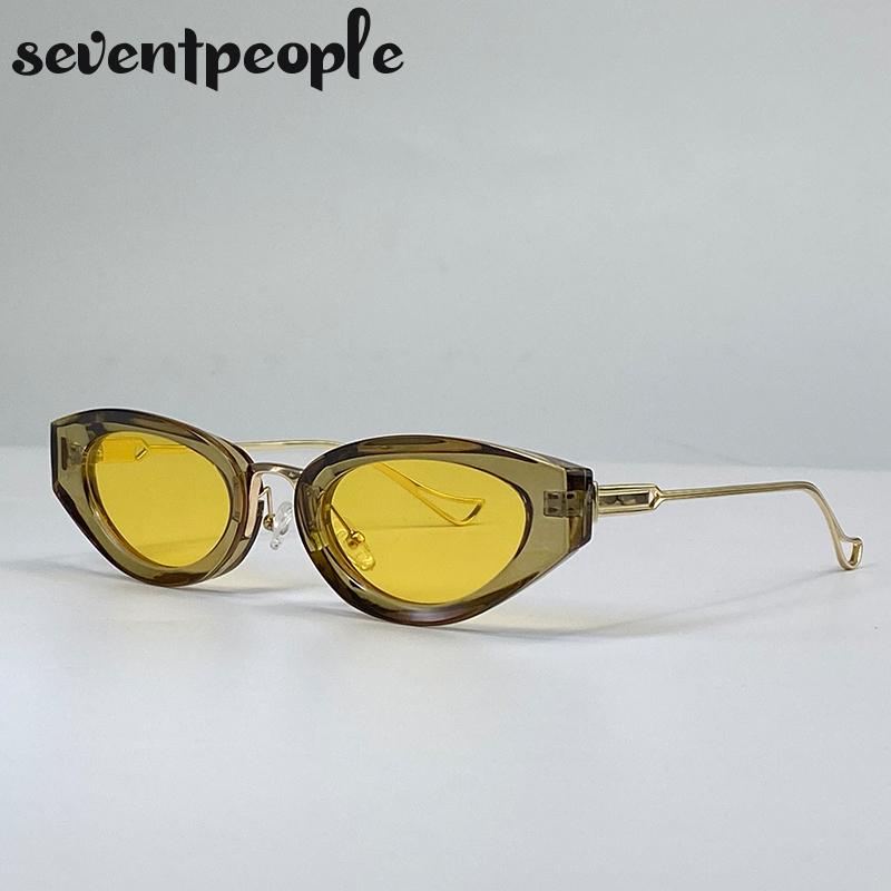 Small Frame Cat Eye Oval Punk Sunglasses Women  Luxury Brand Retro Metal Cateye Shades Classic Driving Eyewear For Ladies