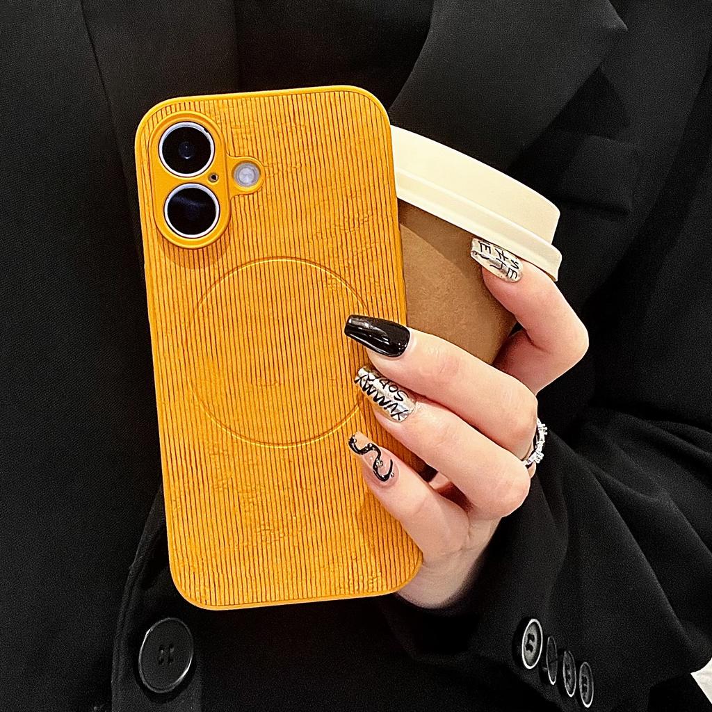 Luxury Retro Stripe Texture Magsafe Case For iPhone 16 15 14 13 12 11 Pro Max Shockproof Frosting Magnetic Wireless Charge Cover
