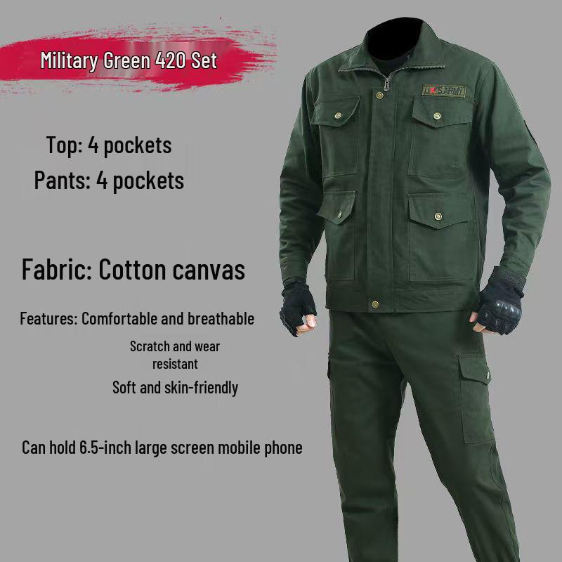 Spring & Autumn Men's Workwear Set: Anti-Scald, Wear & Dirt Resistant for Welding, Auto Repair, and Construction