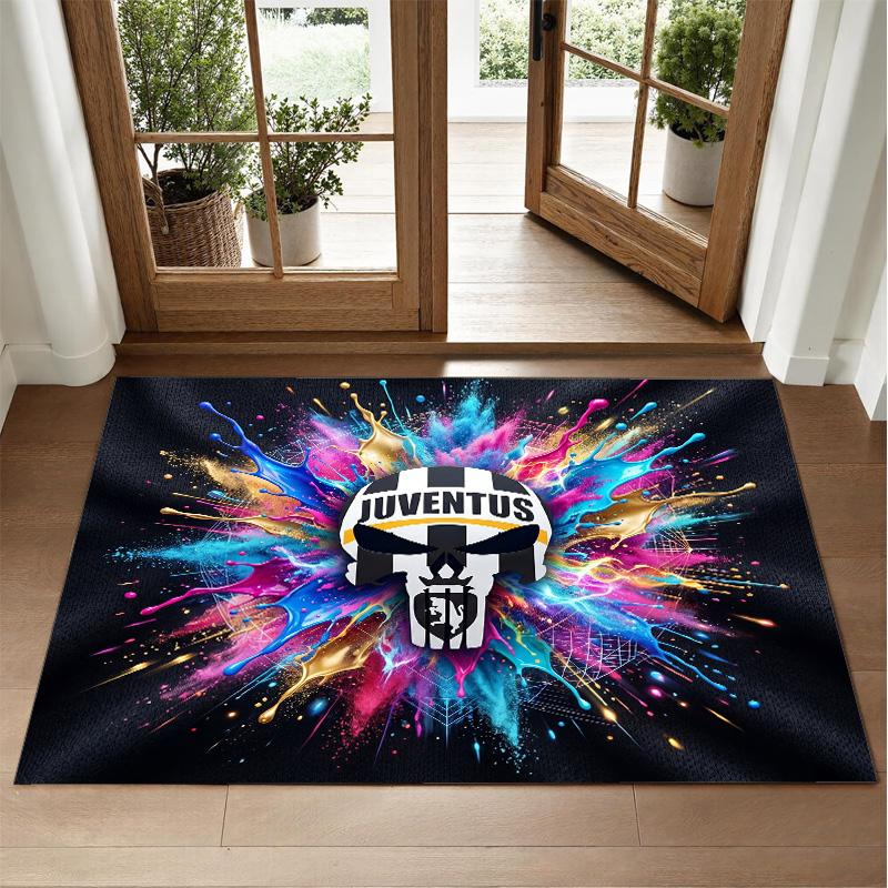Juventus FC Design Crystal Velvet Rug Soft Decorative Mat for Bedroom Entrance