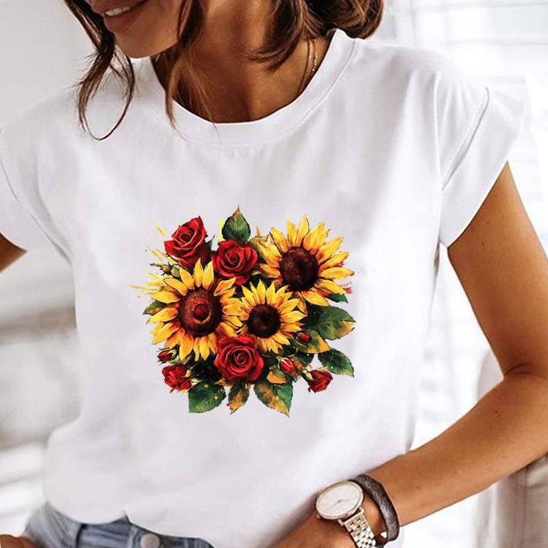 

(Asian Size) trend style cute Casual T Shirt Lady Female Top Printed Clothing Fashion Graphic Short Sleeve T-shirts Women Tee S
