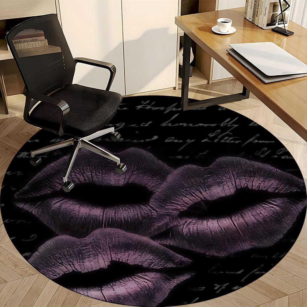 1pc Lips Kiss Office Round Area Rug,  Mat Suitable ForOffice, Under Office Chairs Bedroom Living Room Home Decor, Room Deco