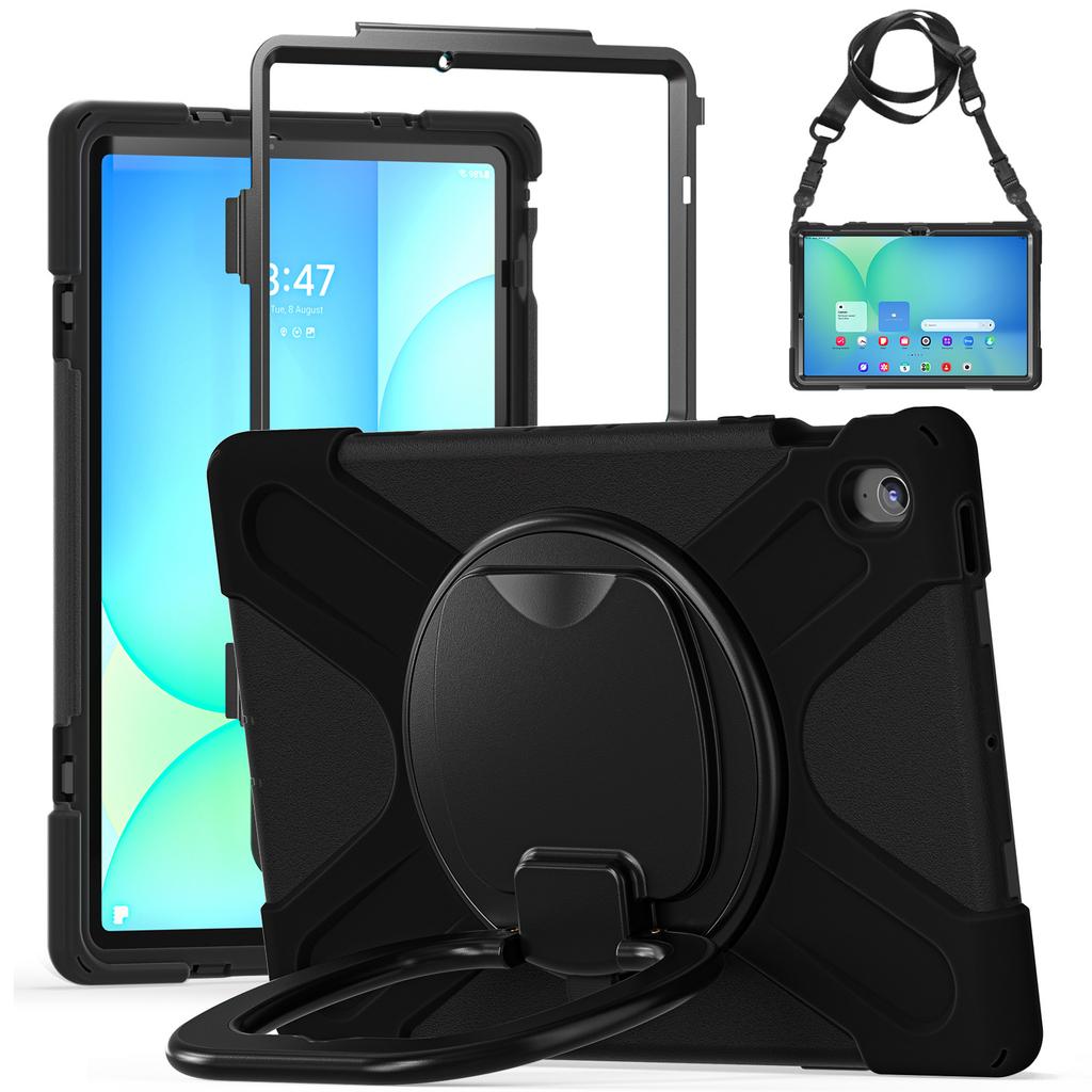 Tablet Case with Shoulder Strap for Samsung Galaxy Tab S10 FE+ SM-X620/SM-X626B TPU + PC + Silicone Kickstand Cover