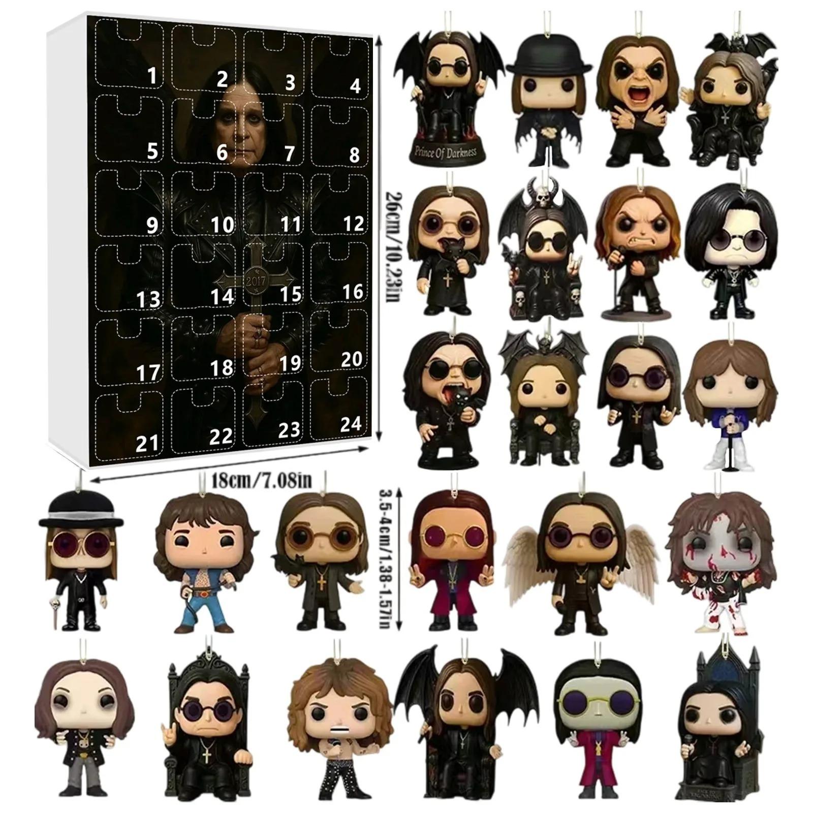 

24 дня Новый адвент-календарь-колокольчик мотоцикла Оззи Осборна, 2D акриловая подвеска Оззи Осборна, Рождественский адвент-календарь для отсчета дней, подарок style B-1