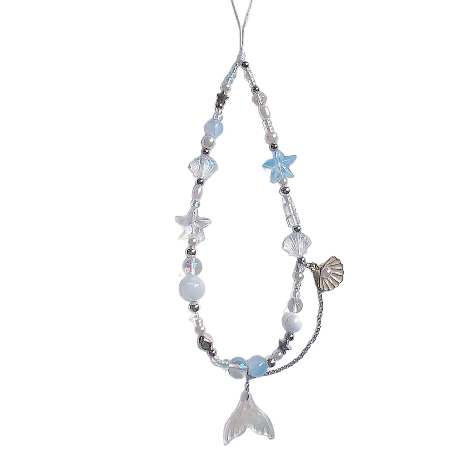

Handmade Shell Phone Chain Ornament Fish Tail Beaded Cellphone Pendant Phone Lanyard Bag Charm for Fashion Individuals
