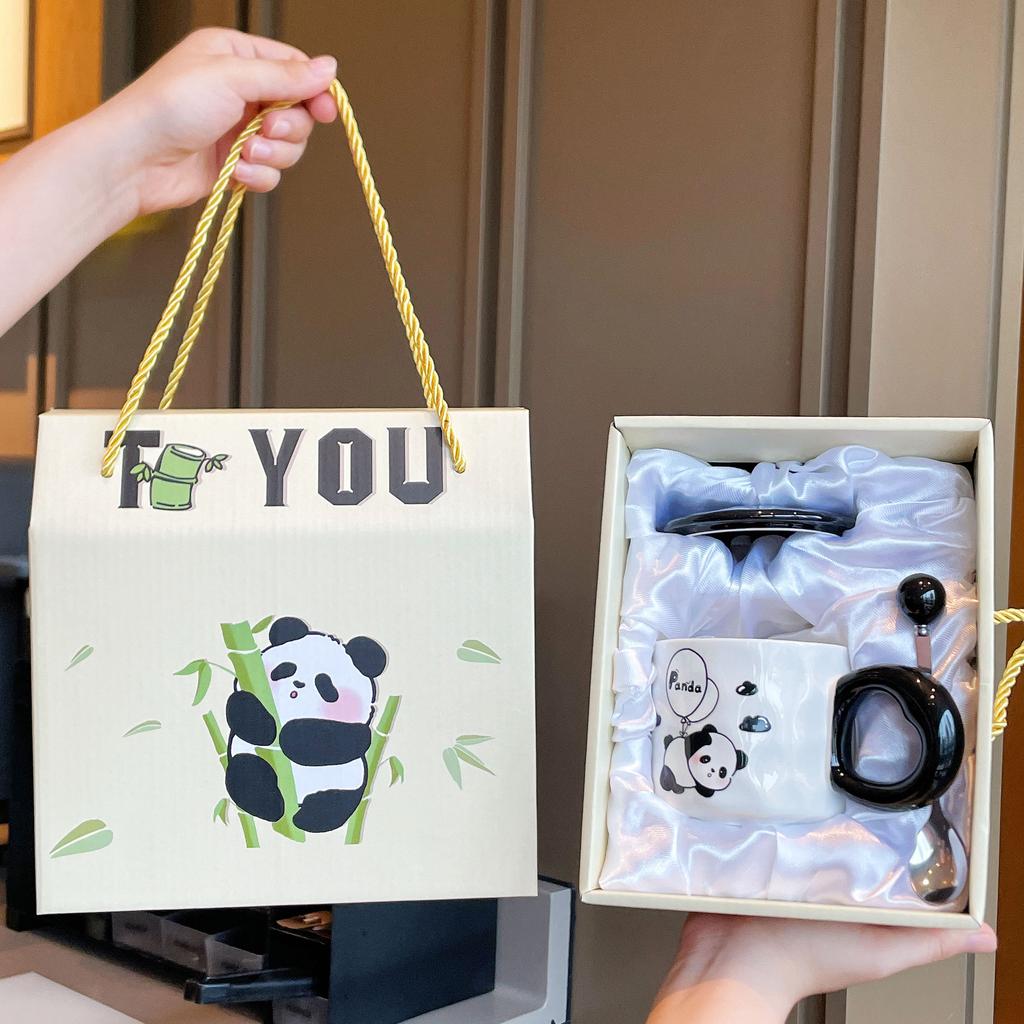 Souvenir Mädchen Niedlicher Panda Keramiktasse Paar Wasserbecher Kreative Praktische Tasse Herren Kaffeetasse Geschenk