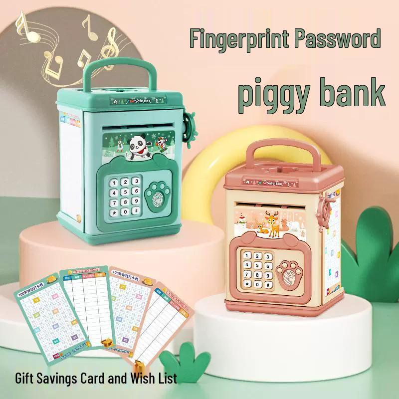 Large Capacity Cartoon Children's Savings Jar with Automatic Deposit/Withdrawal and Password Safe