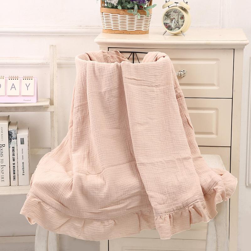 

Organic Cotton Baby Blankets Newborn Muslin Swaddle Baby Wrap Gauze Ruffle Blanket Bedding Items Babies Accessories 80x65 cm