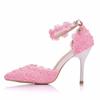 Fashion Wedding Shoes Bride White Wedding Shoes Female High Heels Ankle Strap Pumps Women's Shoes Rhinestone Lace High Heels Party Shoe