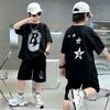 Summer Youth Boys' Clothing Set Letter Short Sleeve T-shirt Shorts
