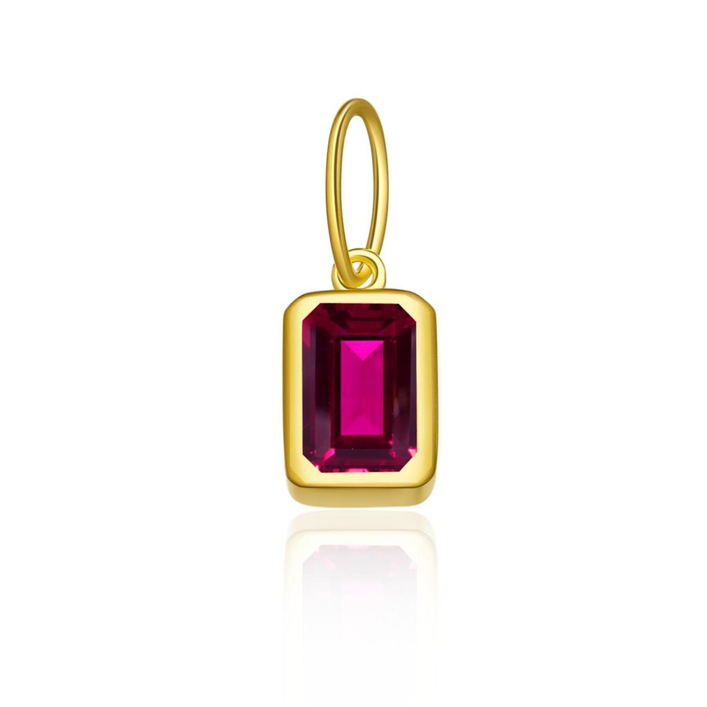12 Birthstone Colored Zircon Square Pendant Necklace, S925 Sterling Silver, European & American Style