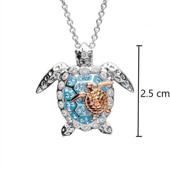 Fashion Women Rhinestone Turtle Mother Baby Pendant Chain Necklace Jewelry Gift