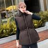 Korean Style Mid-Length Hooded Cotton Vest for Women - Autumn Winter, Waist-Cinched, Loose Fit, Sleeveless.