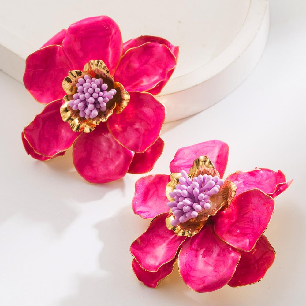 1 Pair Elegant Vintage Lightweight Champagne Flower Earrings, Sweet Floral Earrings For Women, Suitable For Vacation & Daily Wear