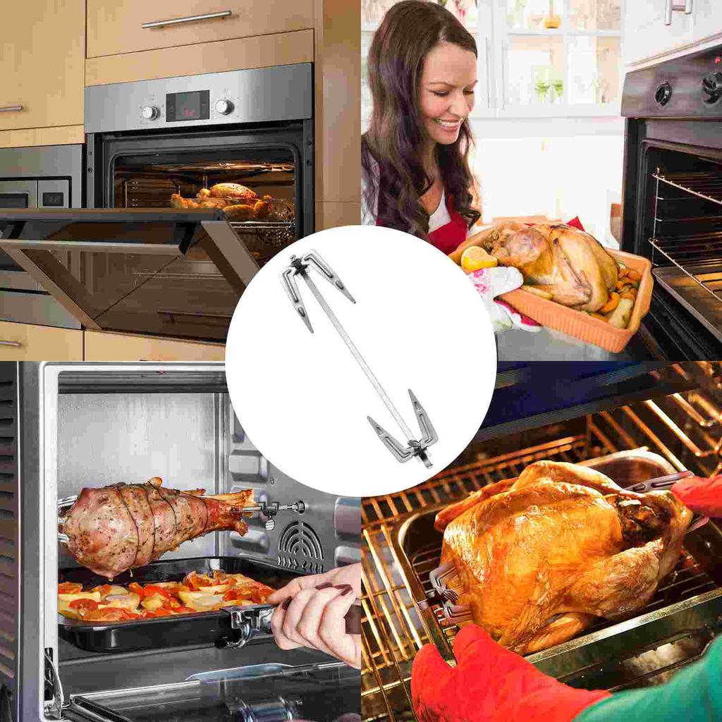 Gafler Rotisseri Spyd Airfryer Grilltilbehør Frityrkokere Rustfritt Stål Kyllingstativ