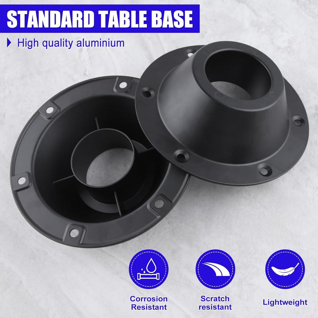 2Pack RV Table Base Mount Standard Size Aluminum RV Table Base Mount Camper Table Leg Base Mount Bracket Flush Table and Floor Mounting Base with 6