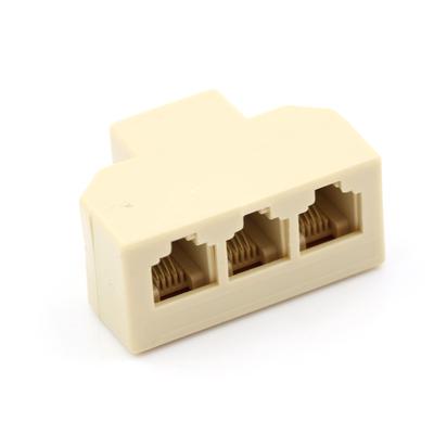 1 pz. Splitter Rj11 Adattatore a 3 vie 1 M a 3 F Rj-11 6P4C Splitter per presa telefonica