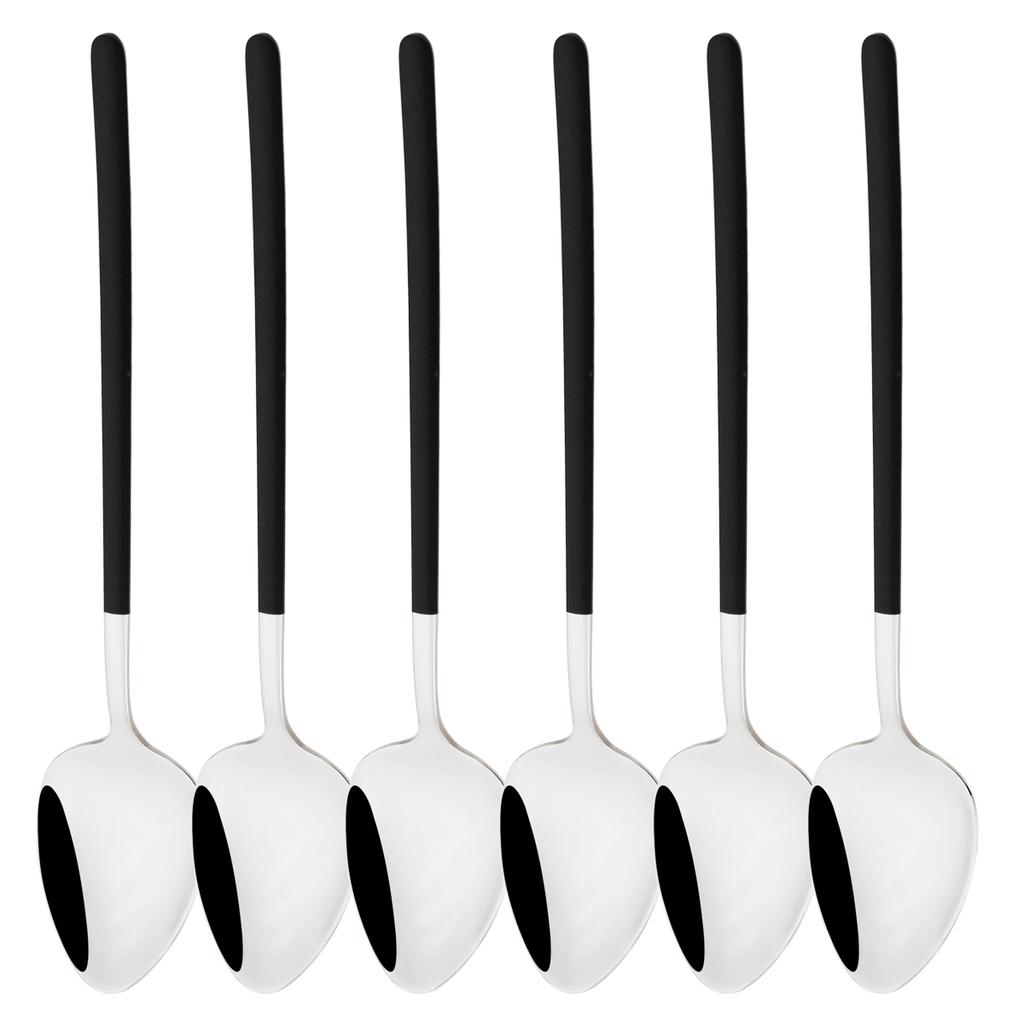 6Pcs Colorful Spoon Cutlery Set Mirror Stainless Steel Dinnerware Set Dinner Spoon Soup Ladle Tableware Western Kitchen Flatware