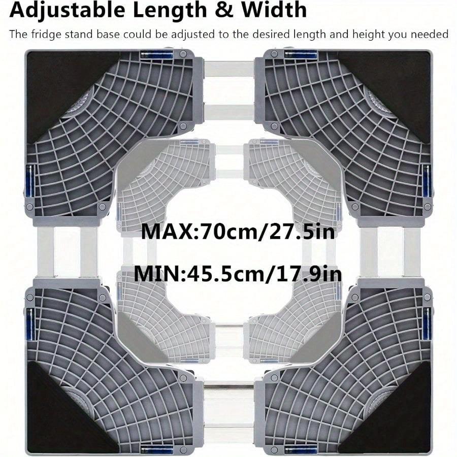 Updated Fridge Stand Mobile Base With Double Pipes 4 Locking Wheel 4 Strong Feet Adjustable Furniture Dolly Washer Dryer Machine
