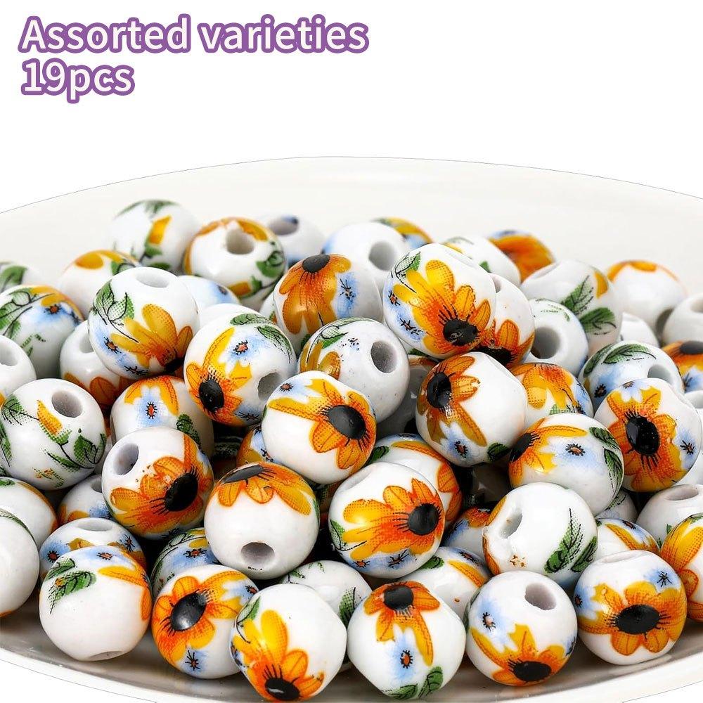 

19/29/49 шт. Керамический материал Подсолнух Узор Керамические бусины Декоративные бусины DIY Браслет Ожерелье Серьги Брелок Изготовление ювелирных изделий 19pcs