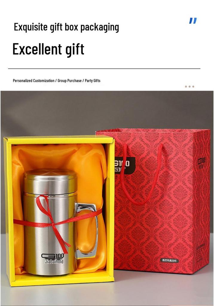 Stainless Steel Thermos Mug with Handle - Custom Logo for Office, Business Events, Parties, and Anniversaries