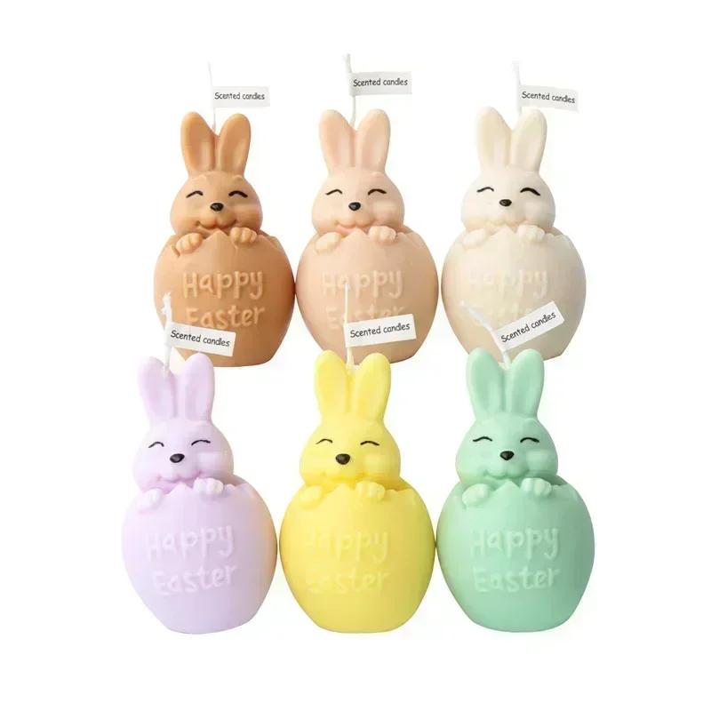 Cute and Creative Resin Making Mold Easter Eggshell Rabbit Candle Silicone Mold Animal Vertical Ear Rabbit Mold