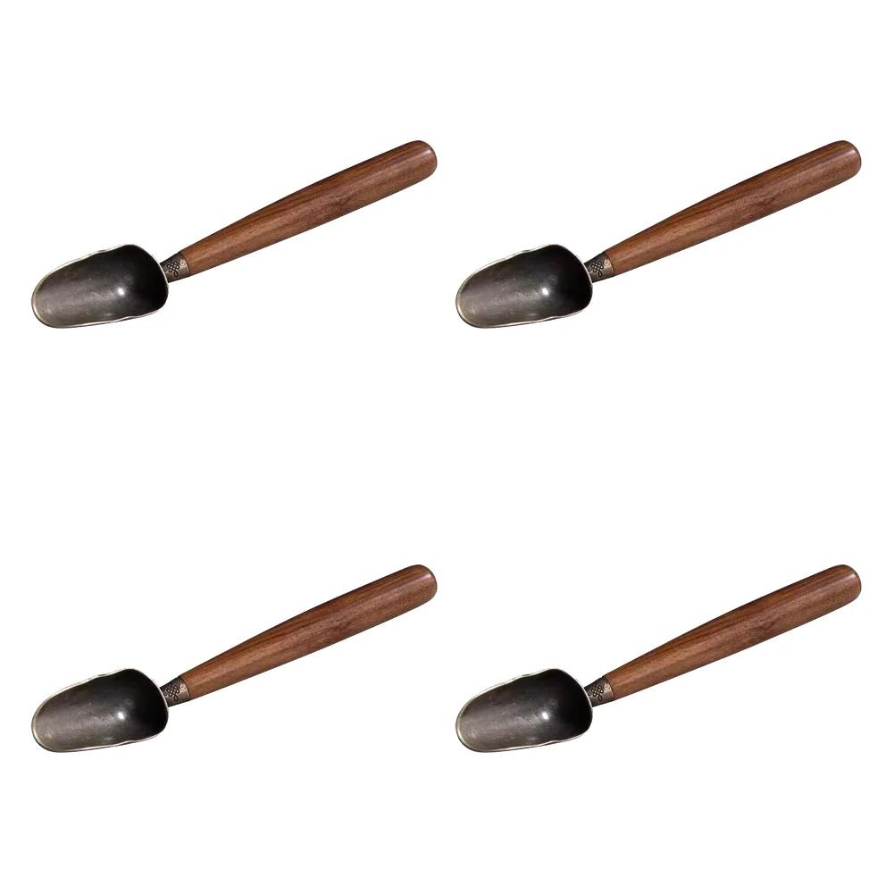 Retro Tea Scoop Long Handle Loose Leaf Tea Scoop Multifunction Creative Tea Shovel Vintage Ebony Teaspoon Tea Accessories