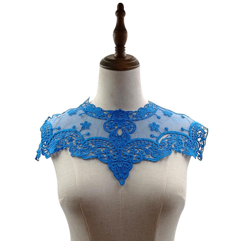 1 ks Našívací záplaty Jednobarevné Mléčné vlákno DIY Krajkový výstřih Límec Ozdoba Květinový vzor Vyšívaná látková aplikace