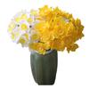 6 Peças de Buquês Artificiais de Narciso Simulado Arranjo Floral Decorativo Amarelo e Branco para Sala de Estar Sala de Jantar Hall de Entrada