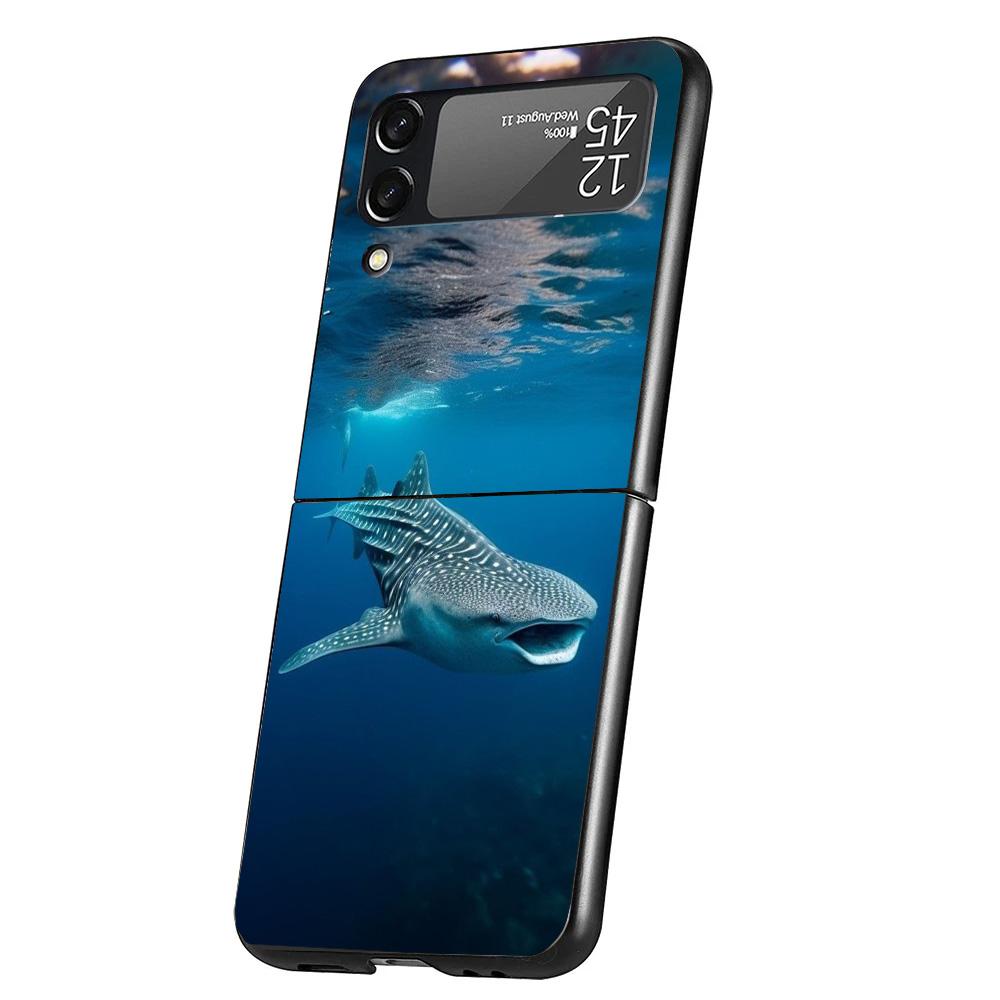 

Ocean Whale Shark Cover Phone Case For Samsung Galaxy Z Flip 7 6 5 4 3 5G Flip7 Flip6 Flip5 Flip4 Flip3 Black Fundas Shell Samsung Z Flip 3