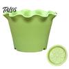 Breathable Flower Pots for Lilies Large with Drainage Holes And Tray Saucers, Ruffled Edge Planter Wavy Garden Indoor Outdoor Plants, Creative