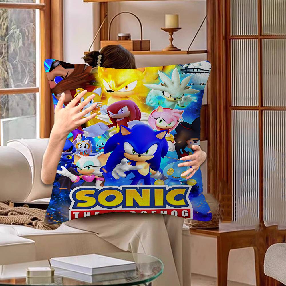 Anime S-Sonics H-Hedgehoges Cushion Cover Car Throw Pillow Case For Sofa Car Christmas Gift 40X40Cm 45X45Cm