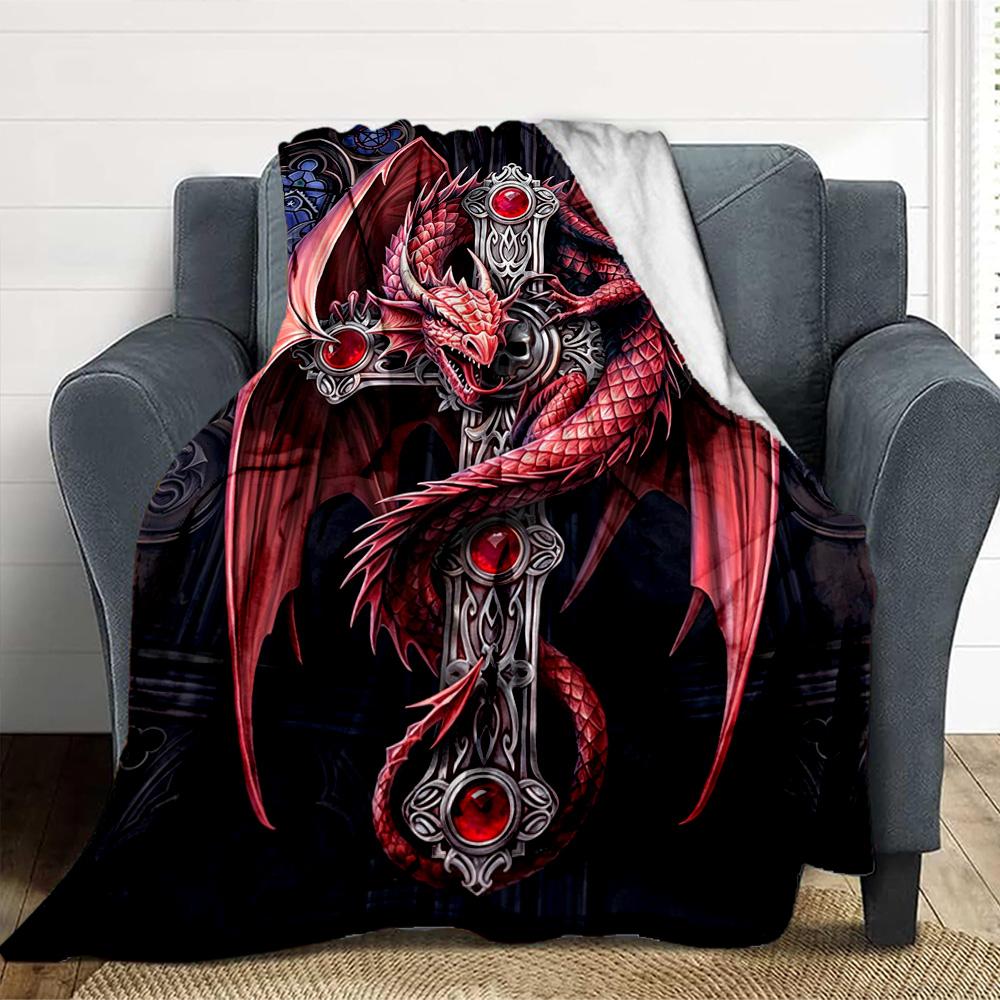 Drachenkunst Flanelldecke Überwurfdecke Weich Warm Sofa Bett Camping Heimdekoration Einzigartiges Weihnachtsgeschenk Cs9221